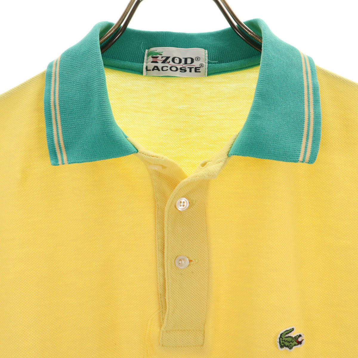 IZOD LACOSTE アイゾッドラコステ 70s ヴィンテージ 糸巻きタグ 半袖 ポロシャツ イエロー系 鹿の子 メンズ