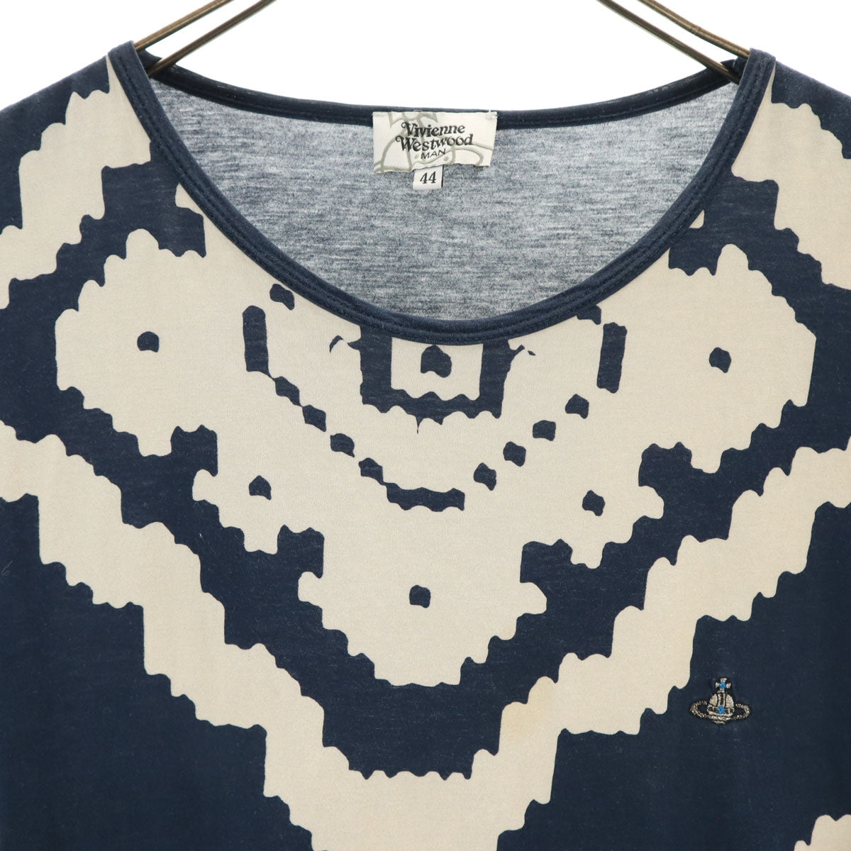 Vivienne WestwoodMAN ヴィヴィアンウエストウッドマン 日本製 柄入り 半袖 Tシャツ 44 ネイビー メンズ