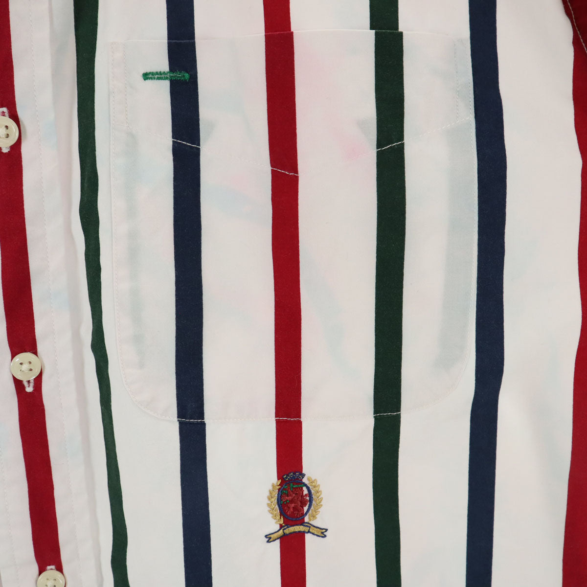 TOMMY HILFIGER トミーヒルフィガー 90s オールド ストライプ柄 半袖 ボタンダウンシャツ S ホワイト メンズ