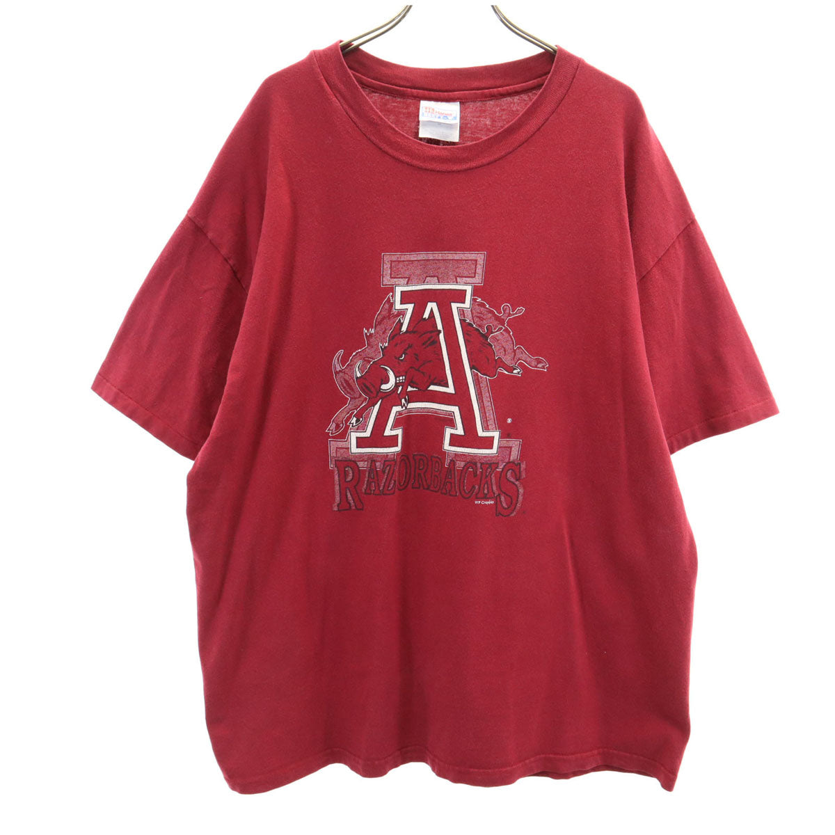 Hanes ヘインズ 90s オールド USA製 アーカンソー レイザーバックス 半袖 Tシャツ XL ボルドー BEEFY-T フットボール メンズ