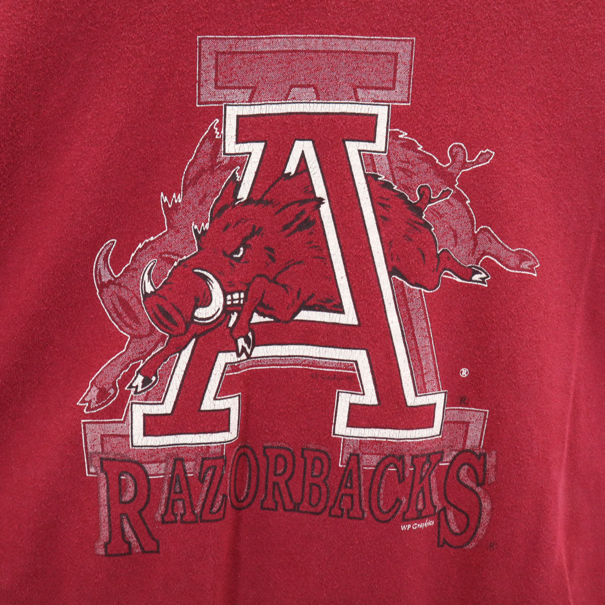Hanes ヘインズ 90s オールド USA製 アーカンソー レイザーバックス 半袖 Tシャツ XL ボルドー BEEFY-T フットボール メンズ