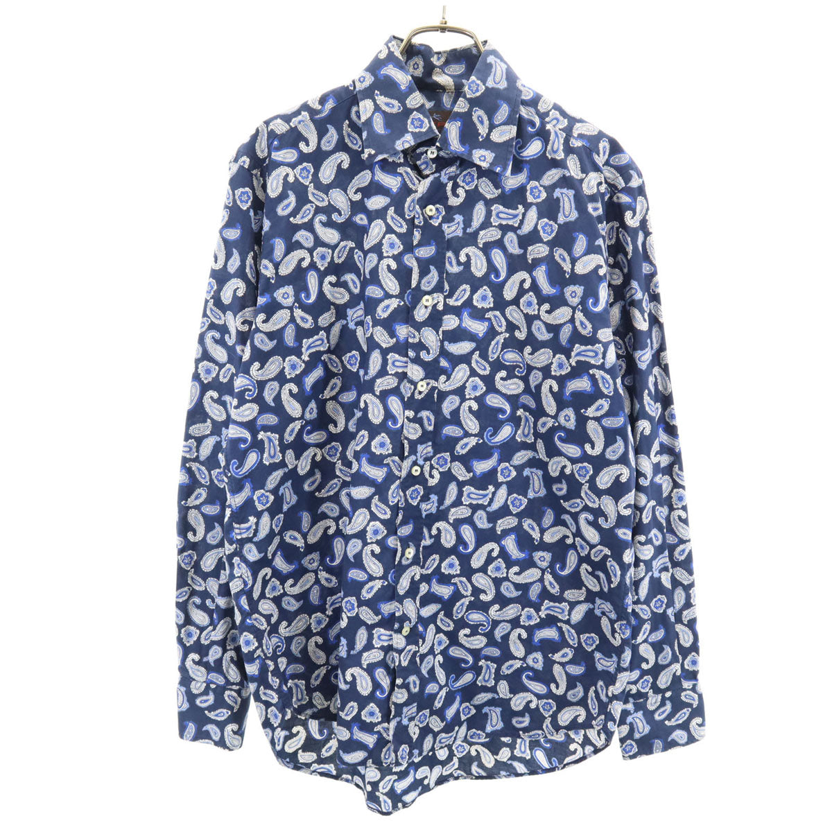 ETRO エトロ イタリア製 ペイズリー柄 長袖 コットンシャツ S ネイビー メンズ