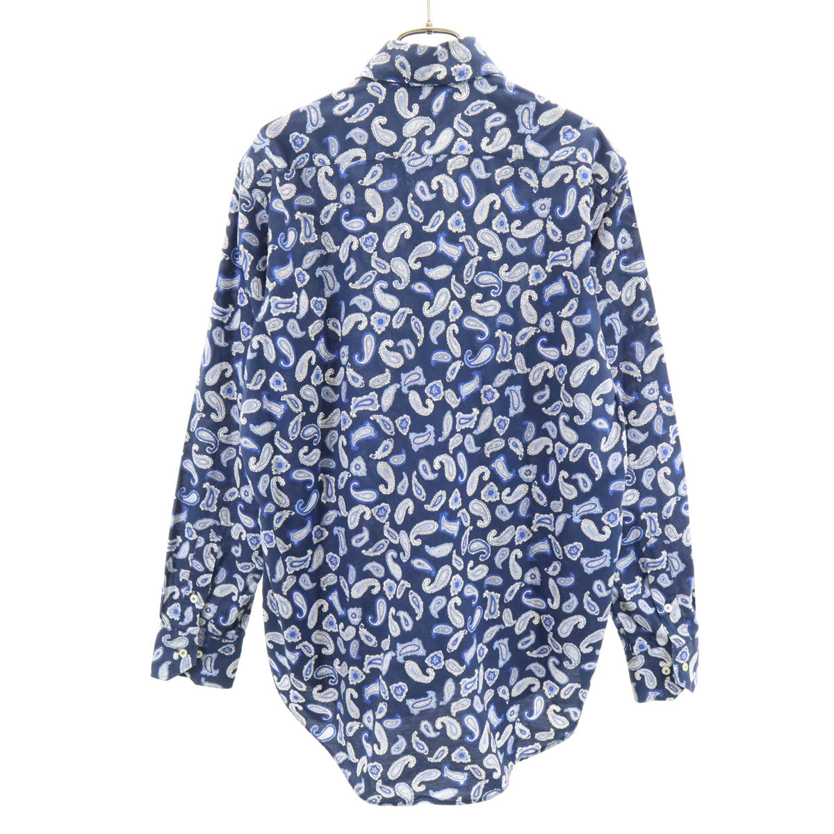 ETRO エトロ イタリア製 ペイズリー柄 長袖 コットンシャツ S ネイビー メンズ