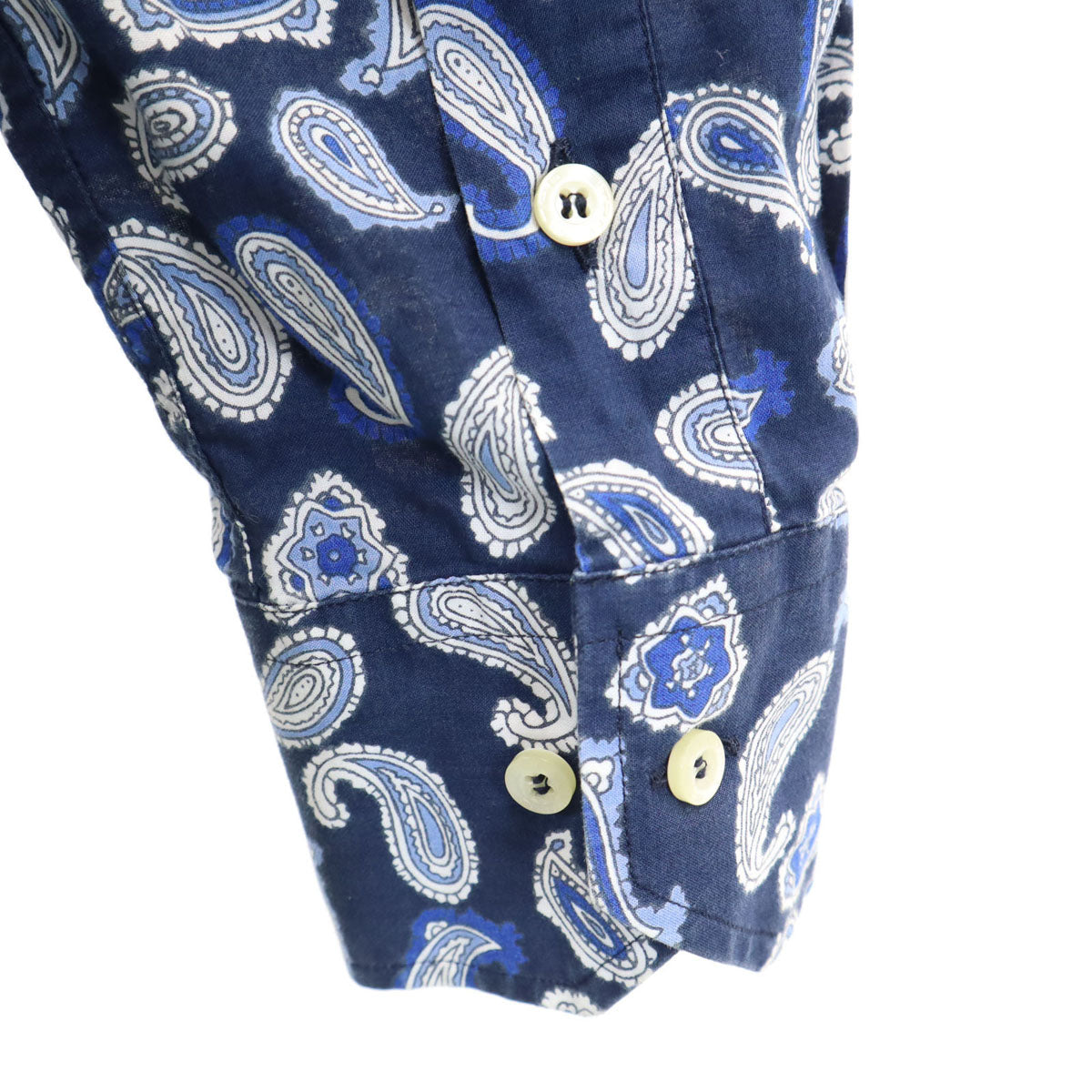 ETRO エトロ イタリア製 ペイズリー柄 長袖 コットンシャツ S ネイビー メンズ