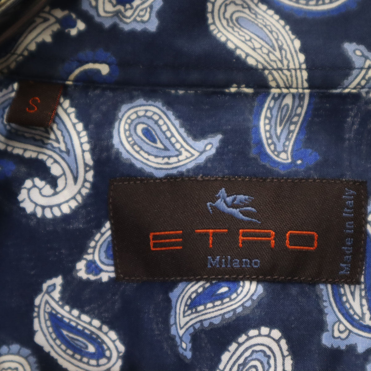 ETRO エトロ イタリア製 ペイズリー柄 長袖 コットンシャツ S ネイビー メンズ