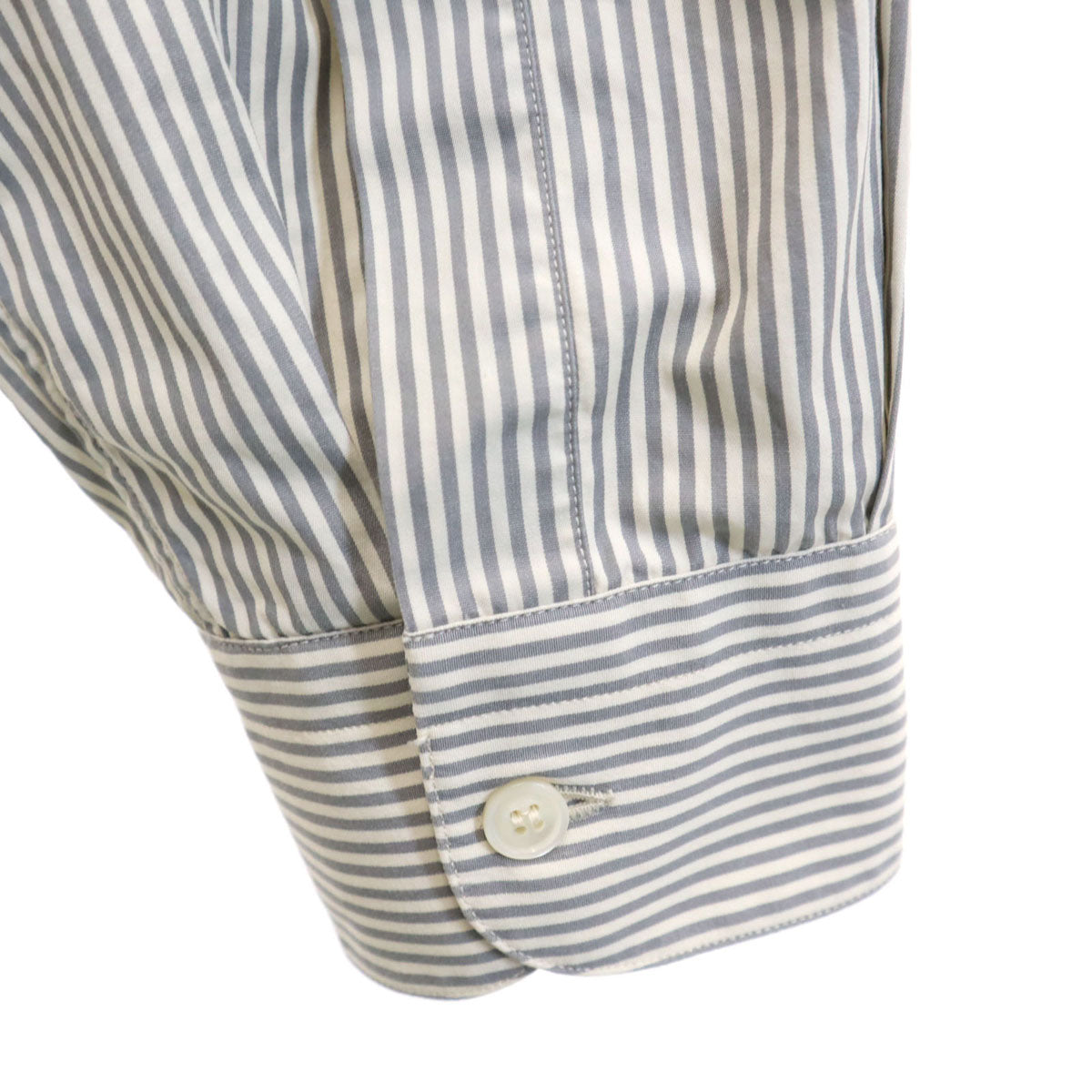 Salvatore Ferragamo サルヴァトーレフェラガモ イタリア製 ボーダー ストライプ柄 長袖 シャツ XL グレー メンズ