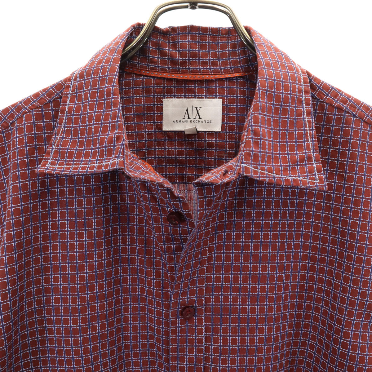 ARMANI EXCHANGE アルマーニエクスチェンジ 総柄 長袖 コットンシャツ M ブラウン メンズ