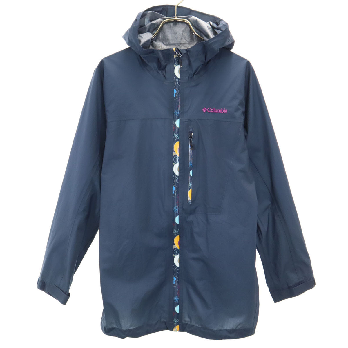 Columbia コロンビア フラッシュリーフ ナイロンジャケット L ネイビー系 防水 アウトドア 収納袋付き レディース