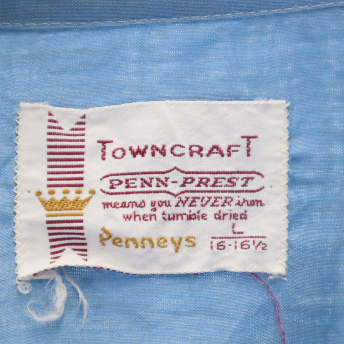 PENNEYS ペニーズ 60s タウンクラフト ヴィンテージ 長袖 オープンカラーシャツ L ネイビー系 TOWNCRAFT メンズ