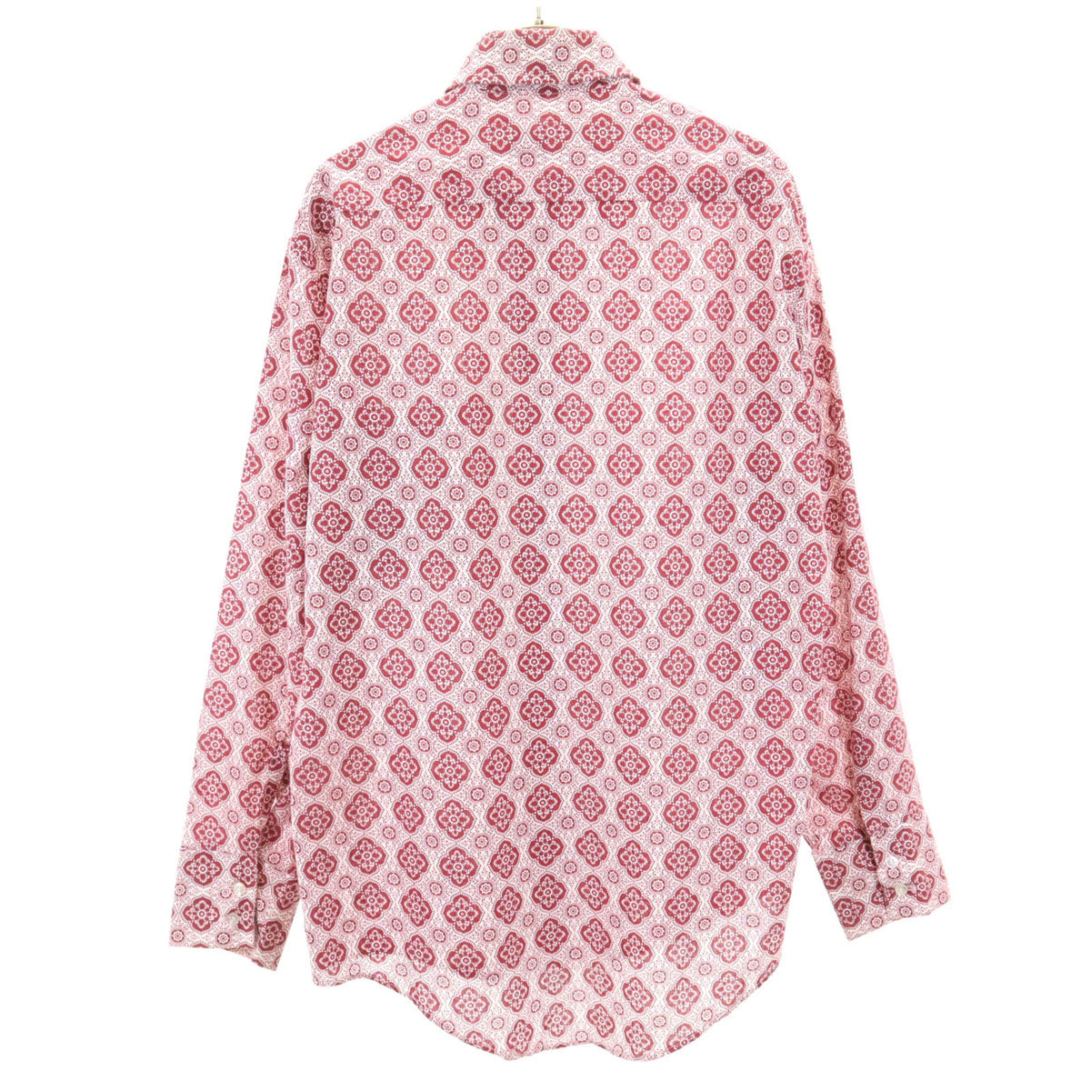 STRETCH BRESS 70s USA製 ヴィンテージ 総柄 長袖 シャツ M 赤系 メンズ