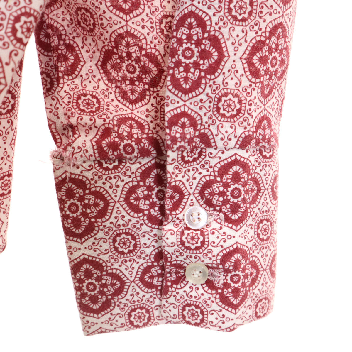 STRETCH BRESS 70s USA製 ヴィンテージ 総柄 長袖 シャツ M 赤系 メンズ