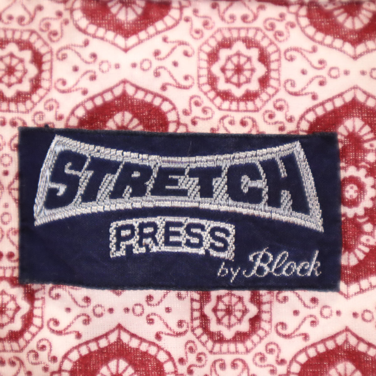 STRETCH BRESS 70s USA製 ヴィンテージ 総柄 長袖 シャツ M 赤系 メンズ