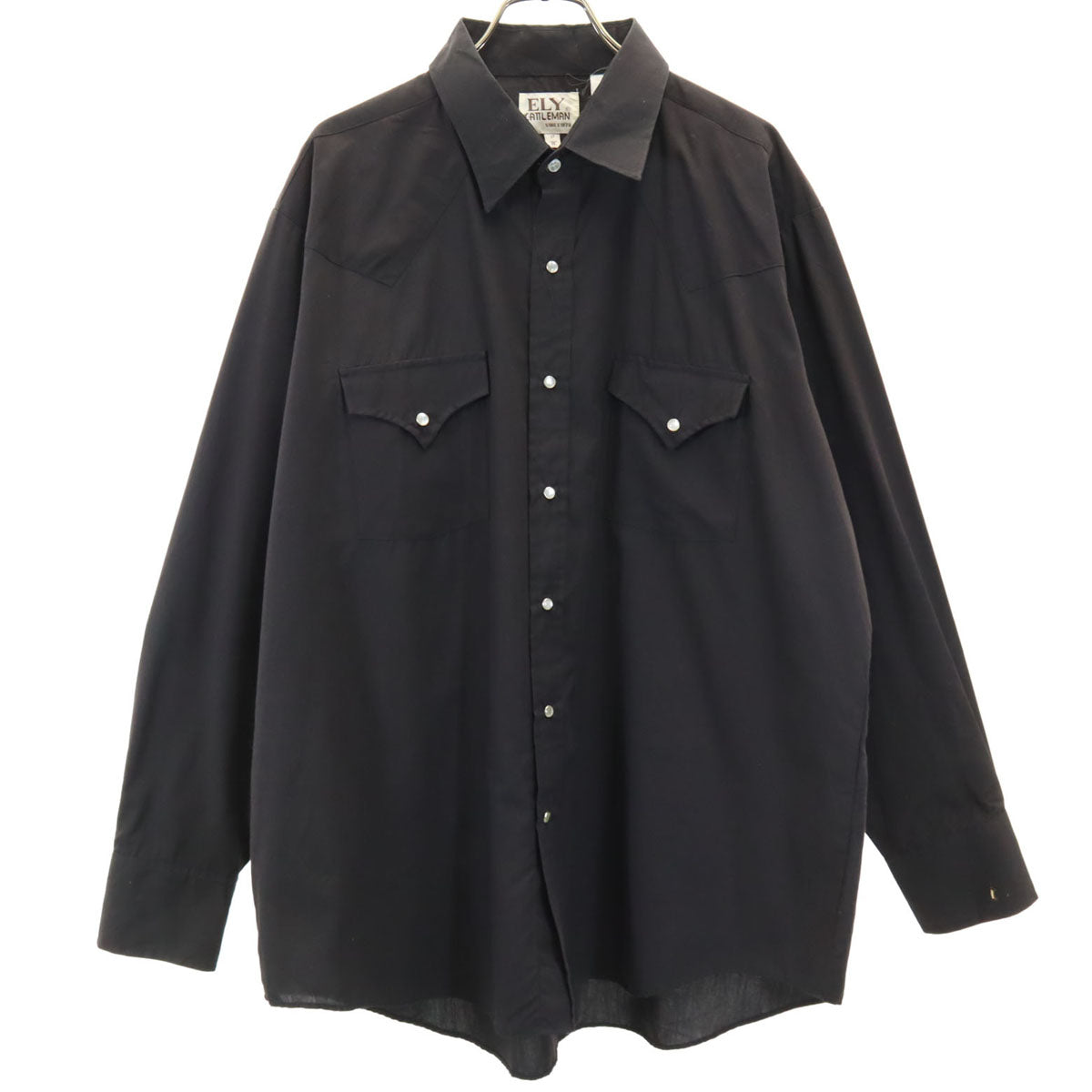 ELY CATTLEMAN エリーキャトルマン 70s 80s ヴィンテージ 長袖 ウエスタンシャツ 17/35 黒 メンズ