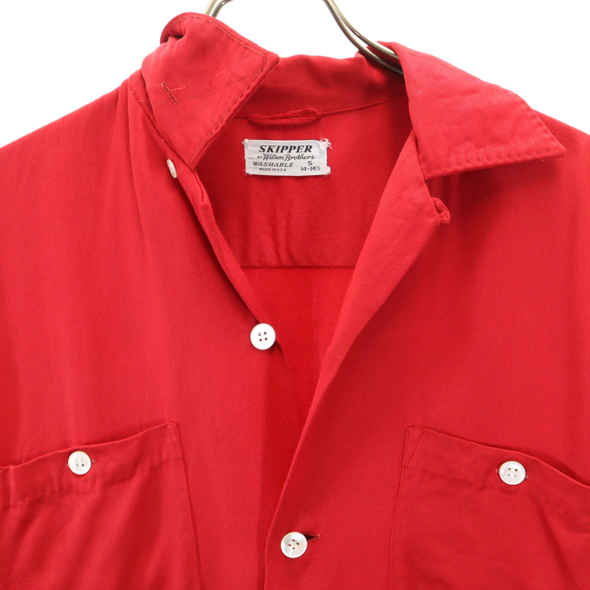 SKIPPER スキッパー 50s USA製 ヴィンテージ 長袖 オープンカラーシャツ S 赤 メンズ