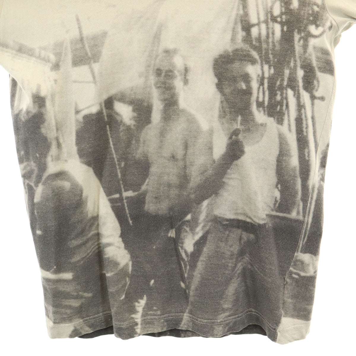 DOLCE&GABBANA ドルチェアンドガッバーナ イタリア製 フォトプリント 半袖 Vネック Tシャツ 48 グレージュ メンズ