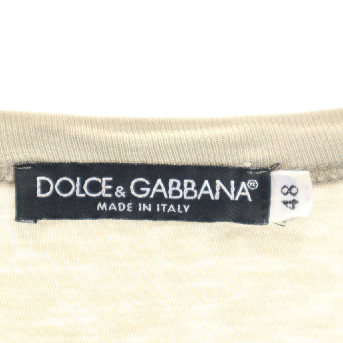 DOLCE&GABBANA ドルチェアンドガッバーナ イタリア製 フォトプリント 半袖 Vネック Tシャツ 48 グレージュ メンズ