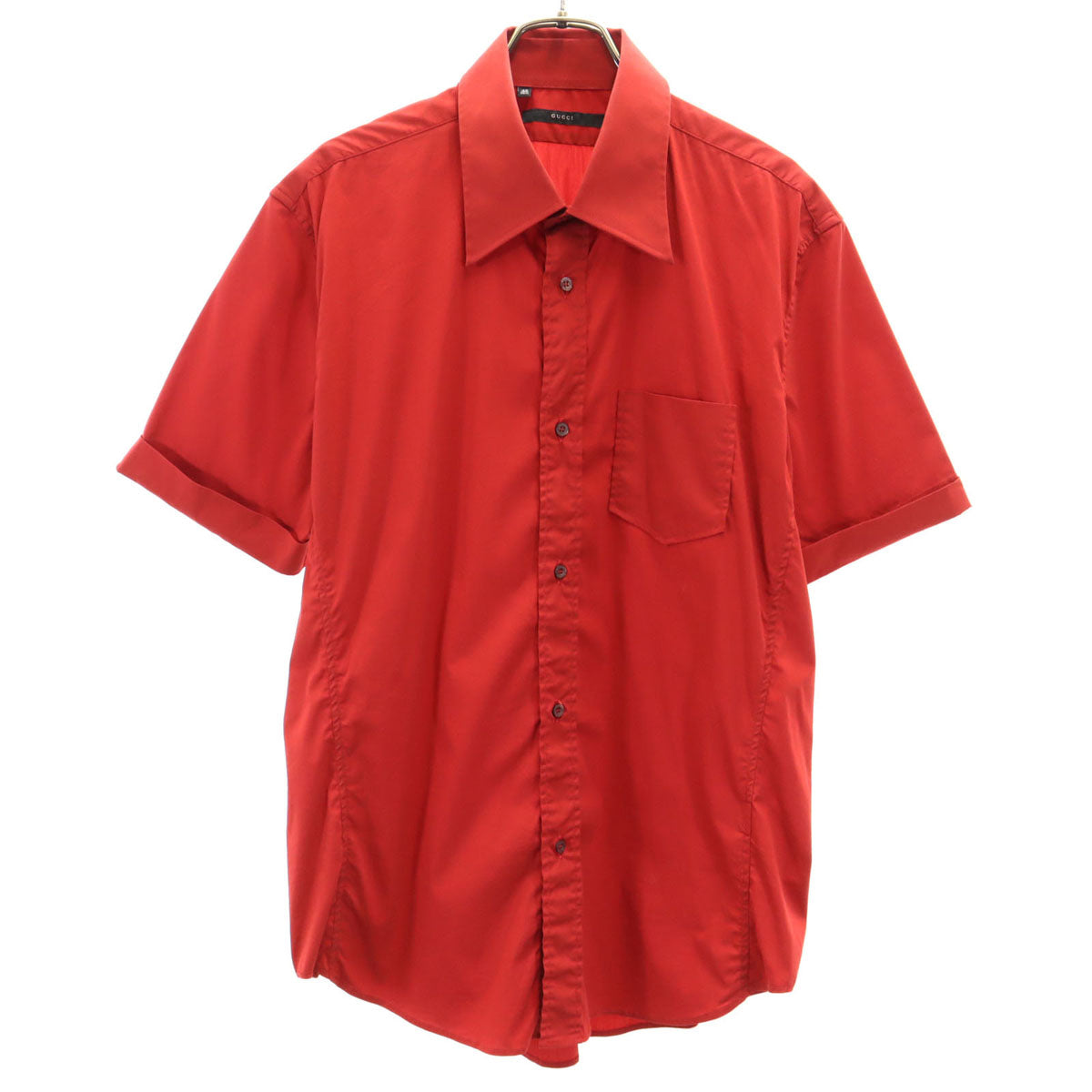 GUCCI グッチ イタリア製 半袖 ストレッチ シャツ 42 レッド メンズ GUCCI グッチ イタリア製 半袖 ストレッチ シャツ 42 レッド メンズ