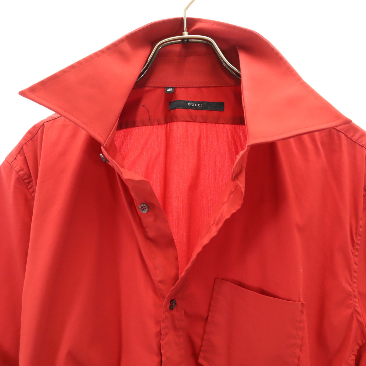 GUCCI グッチ イタリア製 半袖 ストレッチ シャツ 42 レッド メンズ