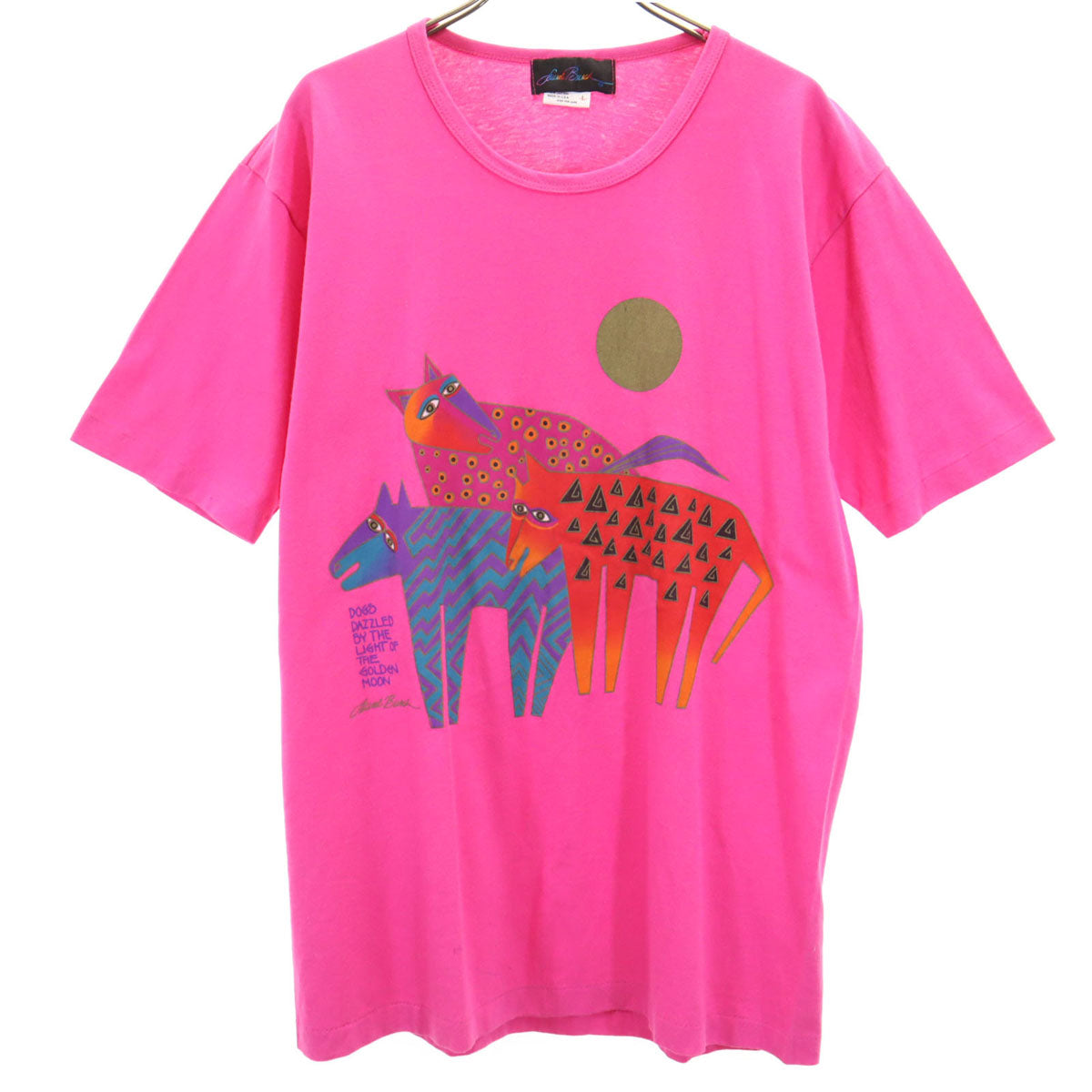LAUREL BURCH ローレルバーチ 90s anvil アンビル USA製 オールド プリント 半袖 Tシャツ L ピンク系 シングルステッチ メンズ