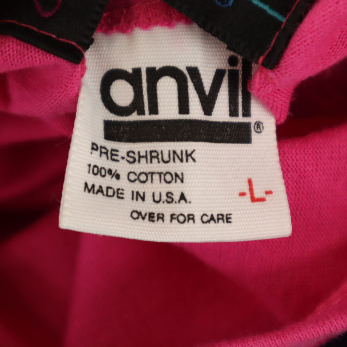 LAUREL BURCH ローレルバーチ 90s anvil アンビル USA製 オールド プリント 半袖 Tシャツ L ピンク系 シングルステッチ メンズ