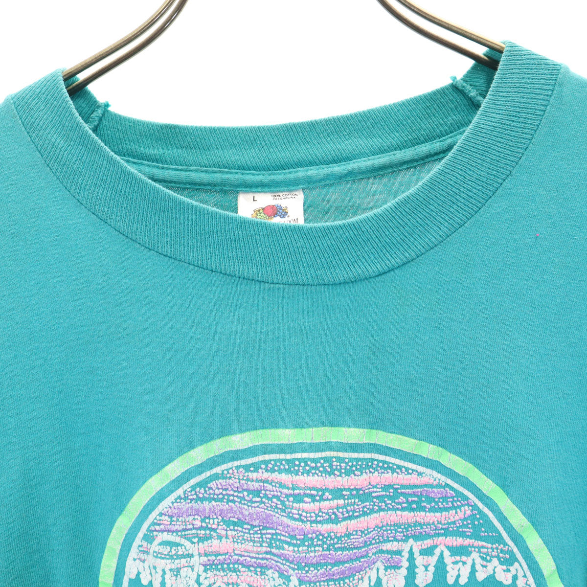FRUIT OF THE LOOM フルーツオブザルーム 90s USA製 オールド バスプロショップ 半袖 Tシャツ L グリーン系 シングルステッチ メンズ