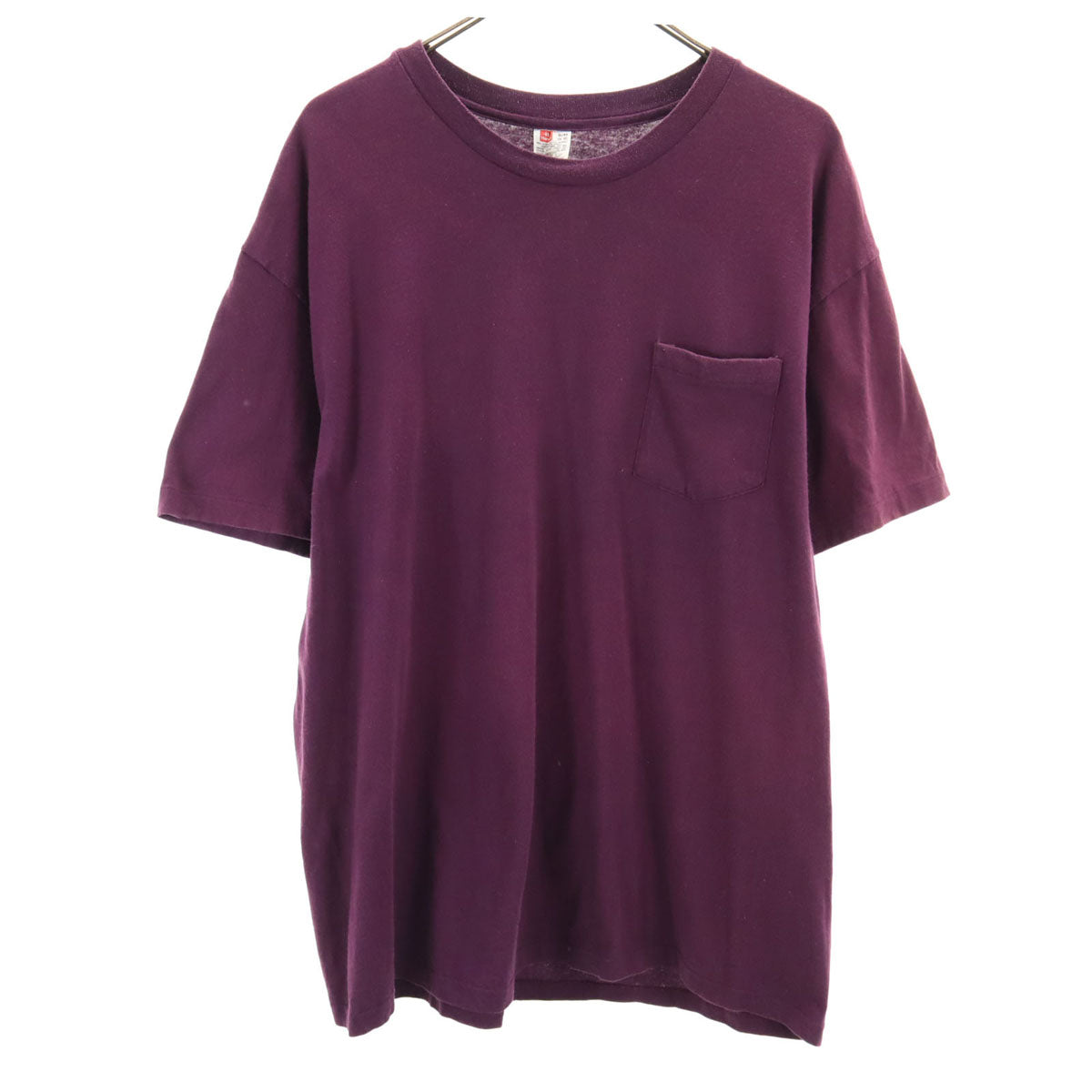 Hanes ヘインズ 90s オールド 半袖 Tシャツ XL パープル シングルステッチ ポケT 無地 メンズ