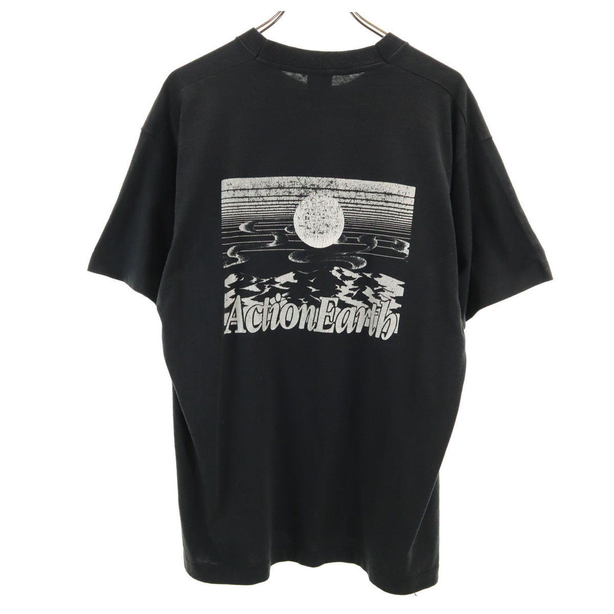 SCREEN STARS BEST スクリーンスターズベスト 90s USA製 オールド バックプリント ActionEarth 半袖 Tシャツ XL ブラック シングルステッチ メンズ
