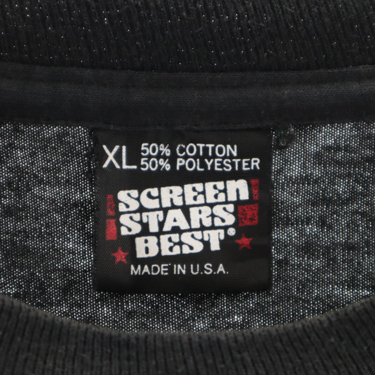 SCREEN STARS BEST スクリーンスターズベスト 90s USA製 オールド バックプリント ActionEarth 半袖 Tシャツ XL ブラック シングルステッチ メンズ