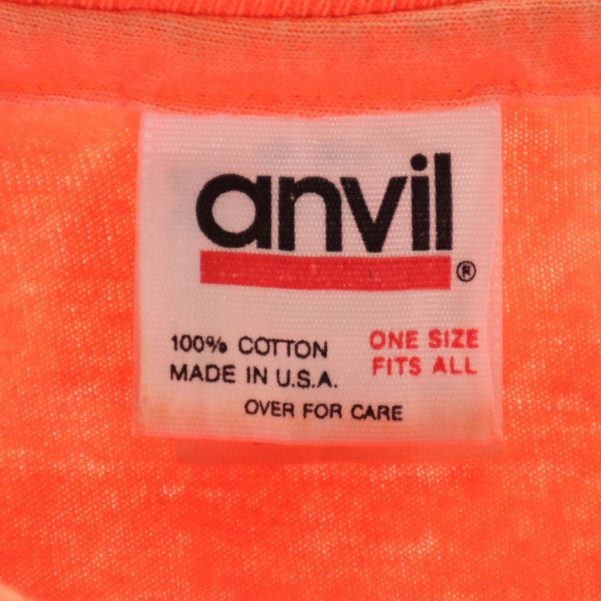 anvil アンヴィル 90s USA製 オールド Clementon Gun Club 半袖 Tシャツ ONE SIZE ネオンオレンジ系 シングルステッチ メンズ