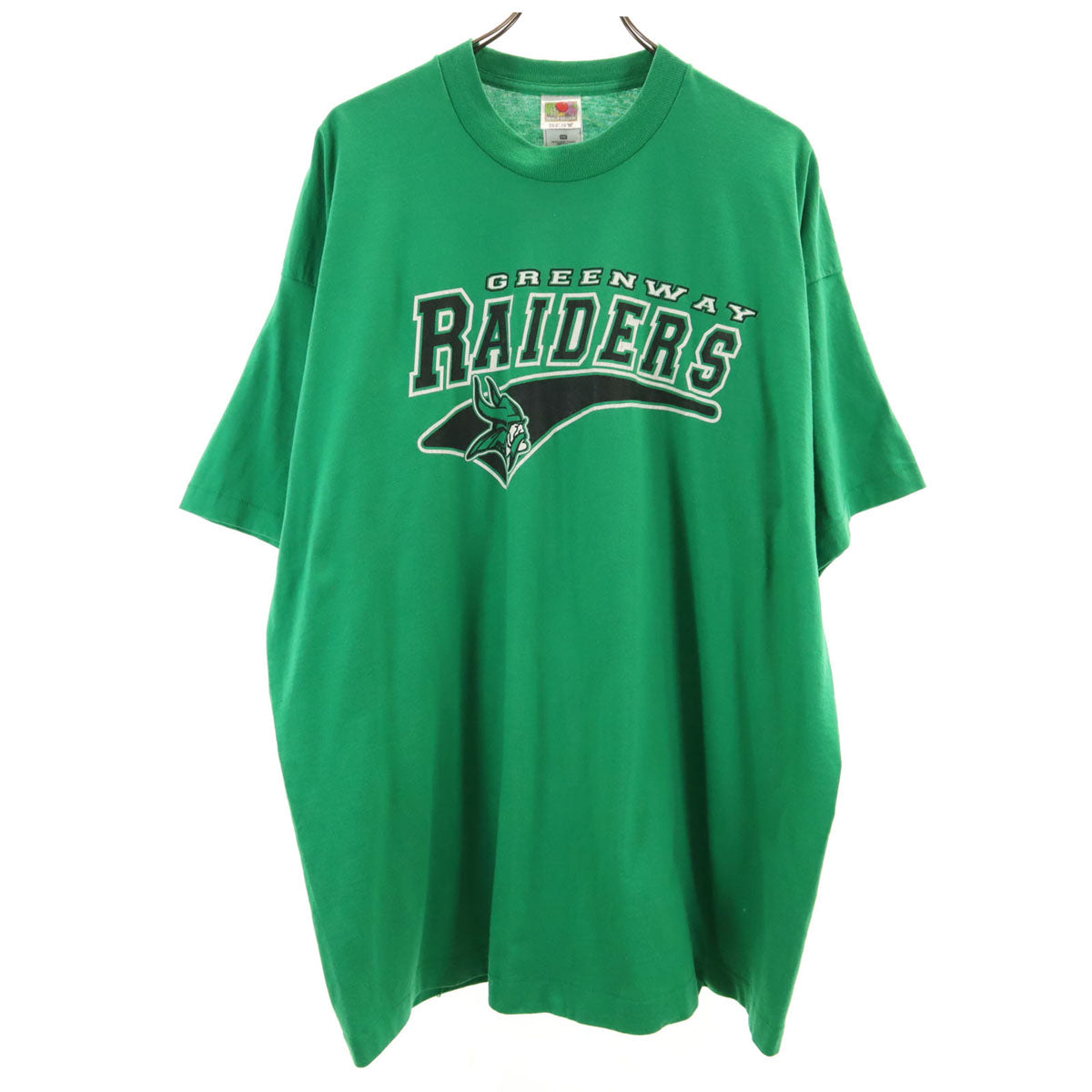 FRUIT OF THE LOOM BEST フルーツオブザルーム ベスト 90s USA製 オールド GREENWAY RAIDERS 半袖 Tシャツ XXL グリーン シングルステッチ ビッグサイズ メンズ