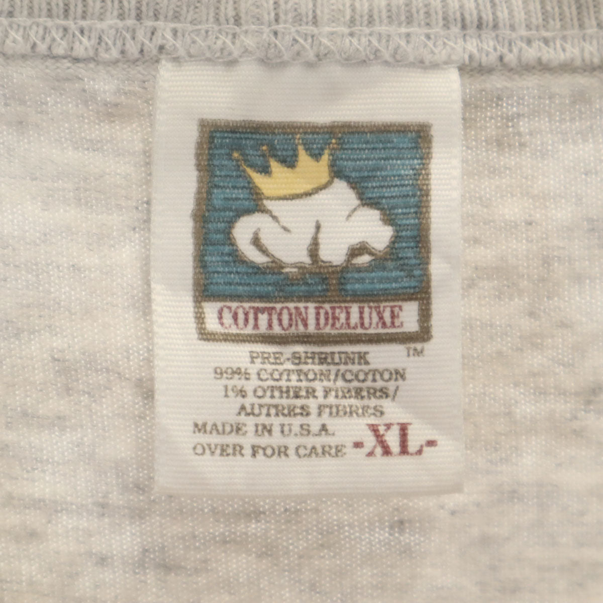 COTTON DELUXE コットンデラックス 90s USA製 オールド 半袖 Tシャツ XL グレー シングルステッチ メンズ