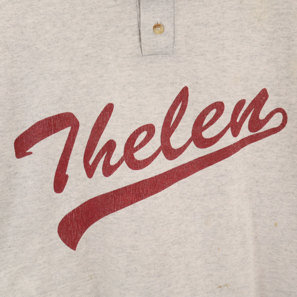 COTTON DELUXE コットンデラックス 90s USA製 オールド Thelen 半袖 ヘンリーネック Tシャツ L グレー シングルステッチ メンズ