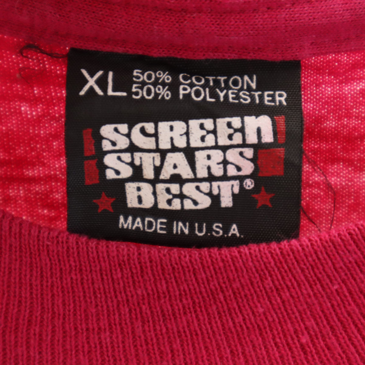 SCREEN STARS BEST スクリーンスターズベスト 90s USA製 オールド 切手 プリント 半袖 Tシャツ XL マゼンタピンク シングルステッチ メンズ