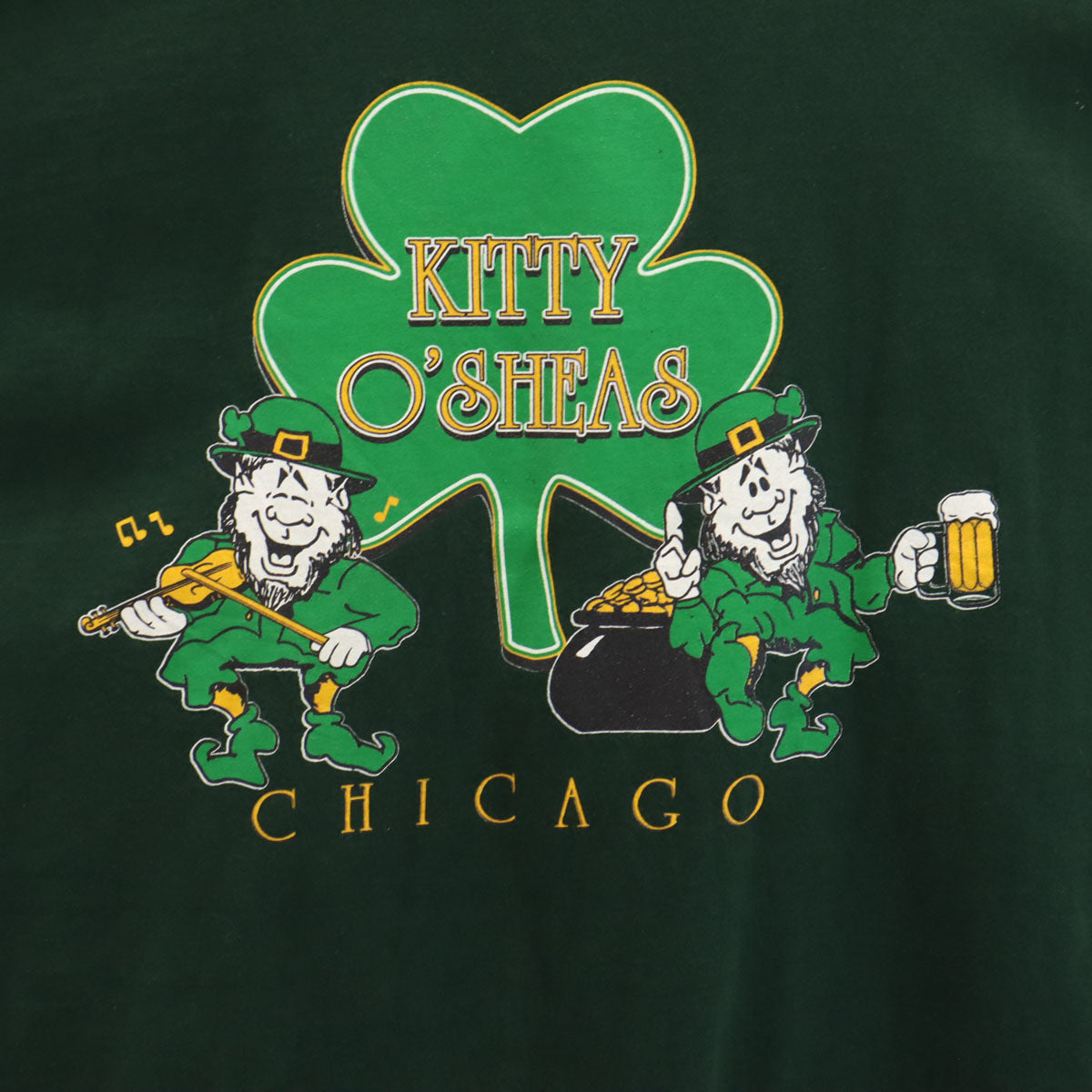 FRUIT OF THE LOOM フルーツオブザルーム オールド バックプリント KITTY O'SHEAS 半袖 Tシャツ XL 深緑 シングルステッチ メンズ