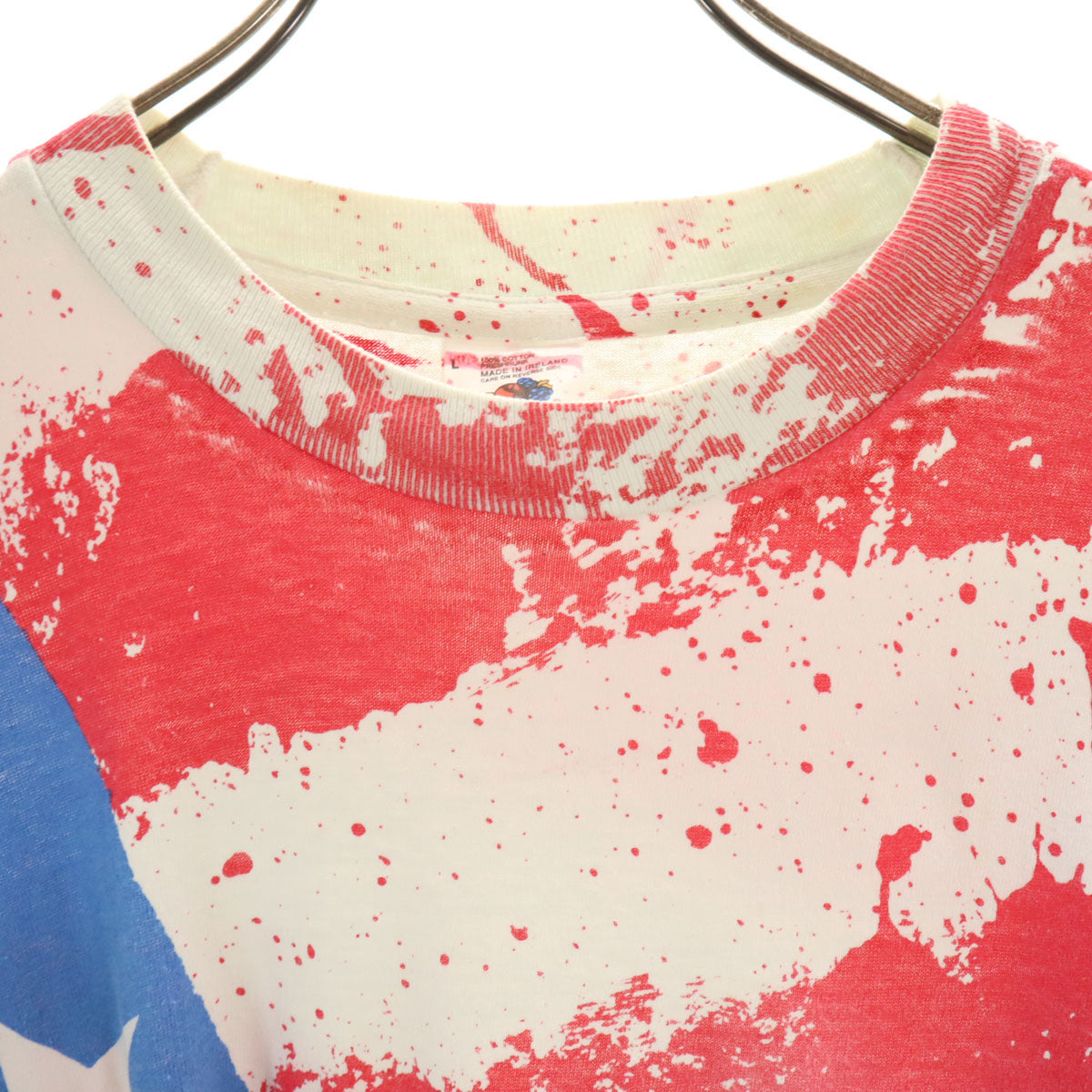 FRUIT OF THE LOOM フルーツオブザルーム 90s オールド アイルランド製 総柄 半袖 Tシャツ L シングルステッチ メンズ
