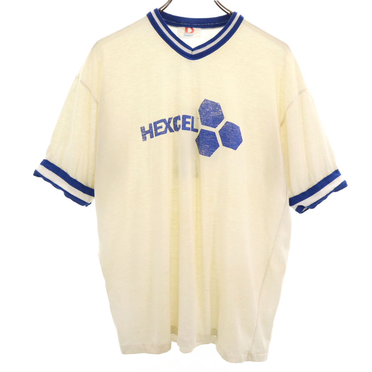 Dodger 90s USA製 Vネック オールド 半袖 Tシャツ L ホワイト系 メンズ