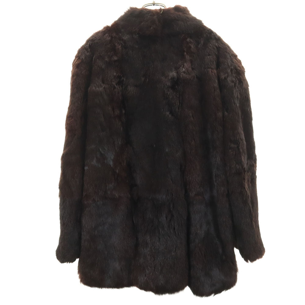 ラビットファー 毛皮コート L ブラウン レディース