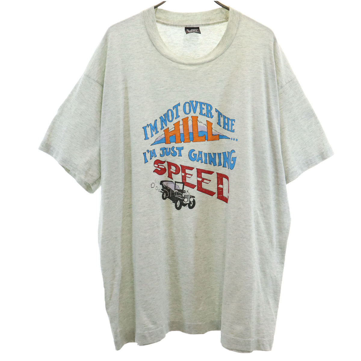 FRUIT OF THE LOOM フルーツオブザルーム 90s USA製 オールド プリント 半袖 Tシャツ XL グレー シングルステッチ メンズ