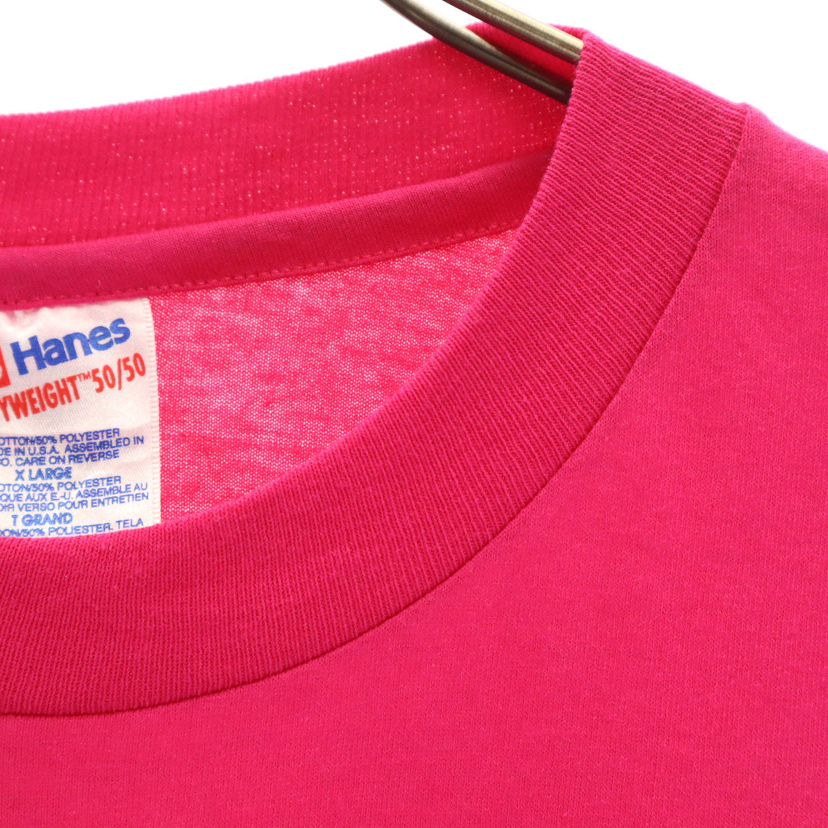 Hanes ヘインズ 90s オールド USA製 プリント 半袖 Tシャツ XL ピンク シングルステッチ メンズ