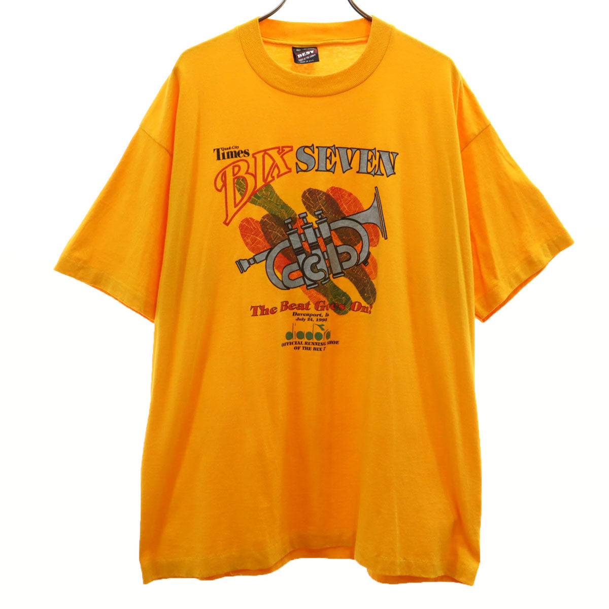 FRUIT OF THE LOOM フルーツオブザルーム 90s USA製 オールド 半袖 BIX SEVEN ディアドラ Tシャツ XL オレンジ シングルステッチ メンズ