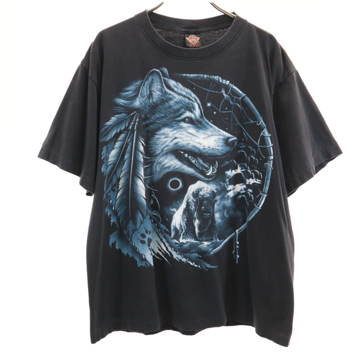 ROCKEAGLE ロックイーグル 90s オールド オオカミ 半袖 Tシャツ L ブラック シングルステッチ アニマル柄 メンズ