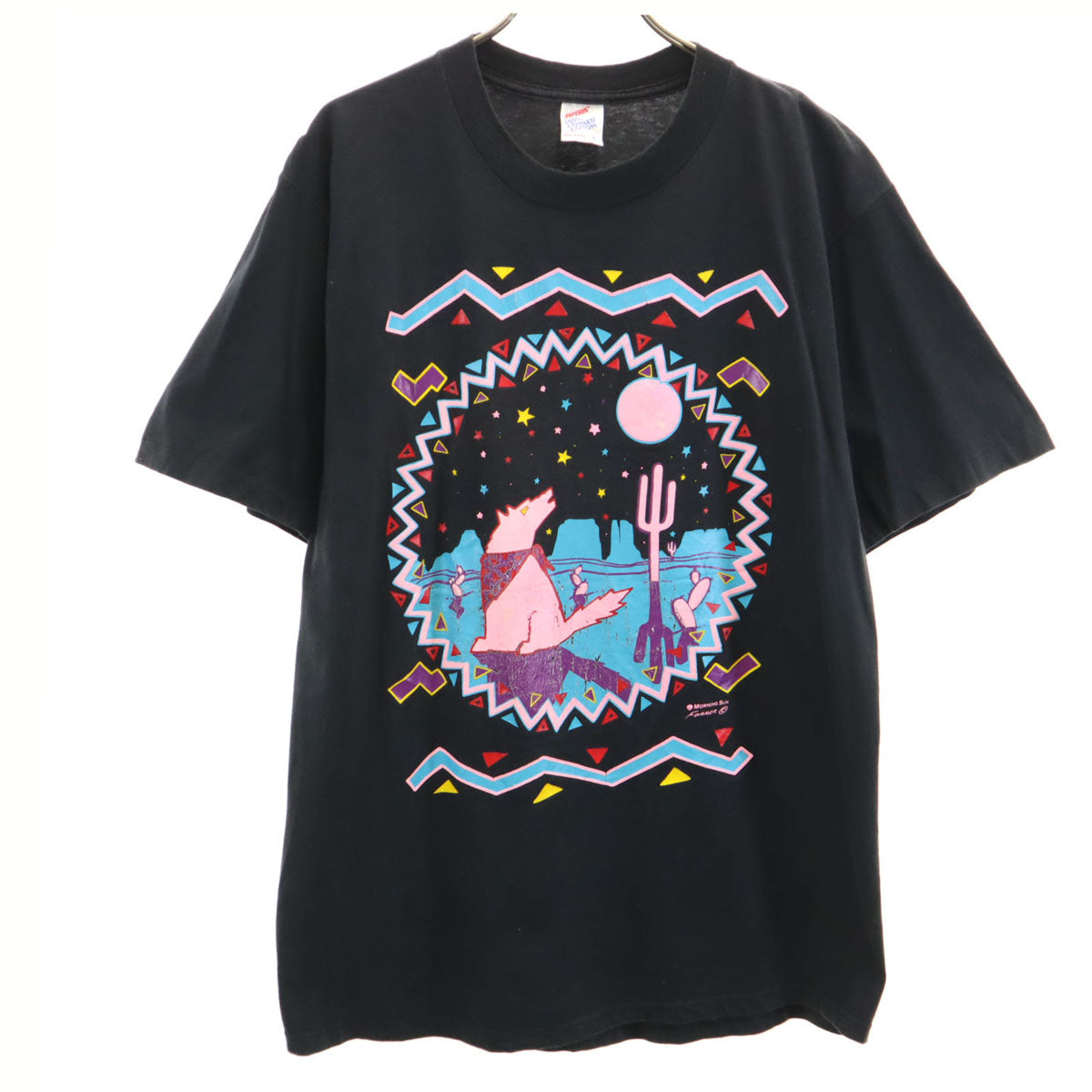 JERZEES ジャージーズ 80s USA製 ヴィンテージ オオカミ 半袖 Tシャツ L ブラック アニマル柄 メンズ