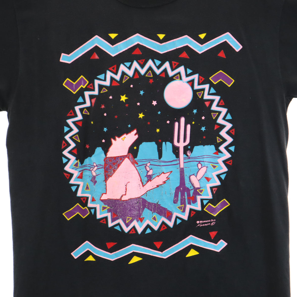 JERZEES ジャージーズ 80s USA製 ヴィンテージ オオカミ 半袖 Tシャツ L ブラック アニマル柄 メンズ