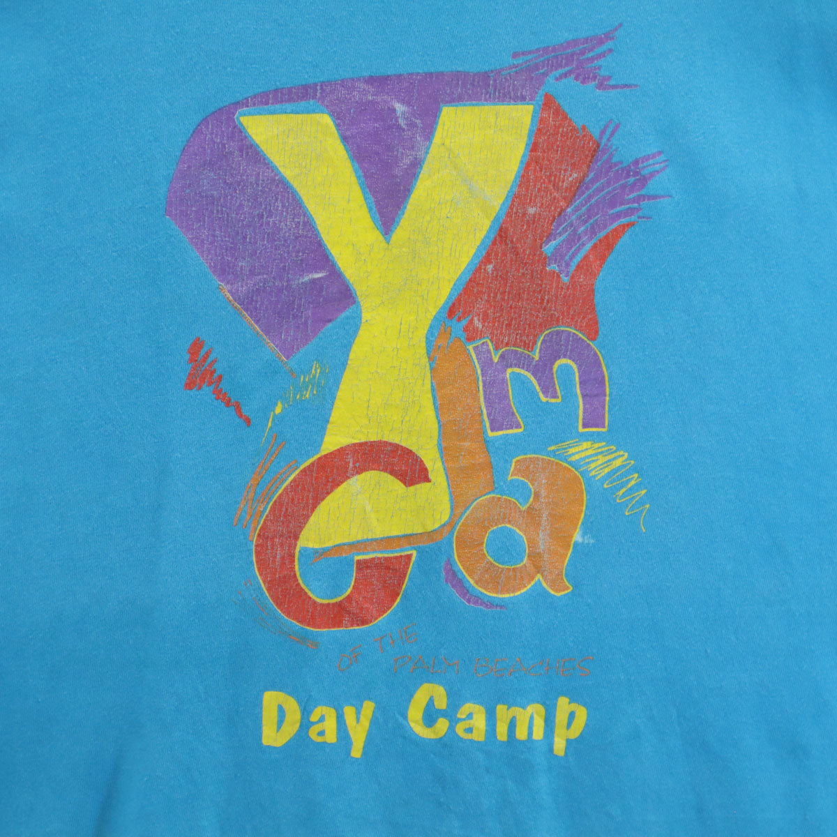 Hanes ヘインズ 90s USA製 オールド Day Camp 半袖 Tシャツ XXL 水色 シングルステッチ BEEFY-T ビッグサイズ メンズ
