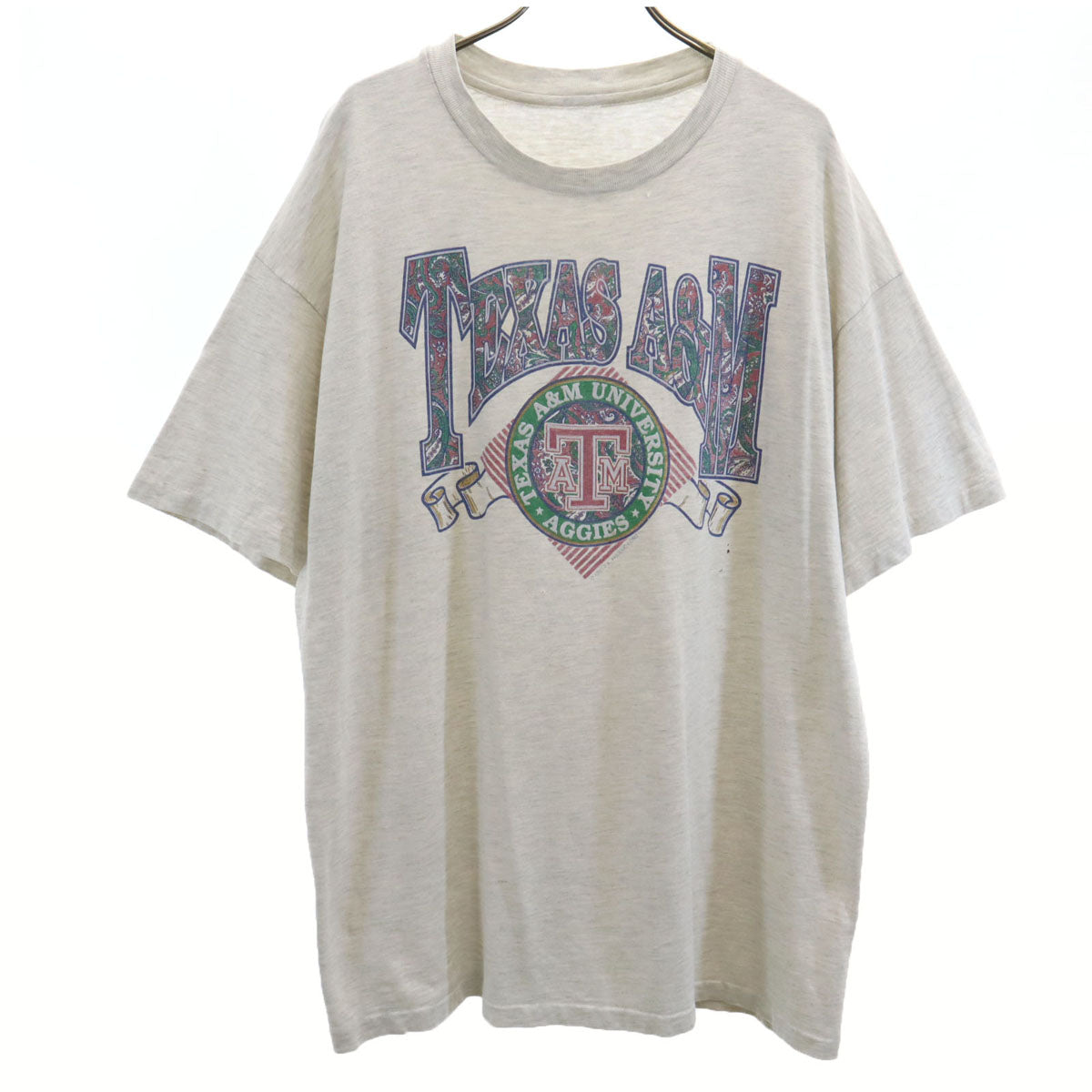 90s オールド TEXAS A&M 半袖 Tシャツ グレー シングルステッチ メンズ