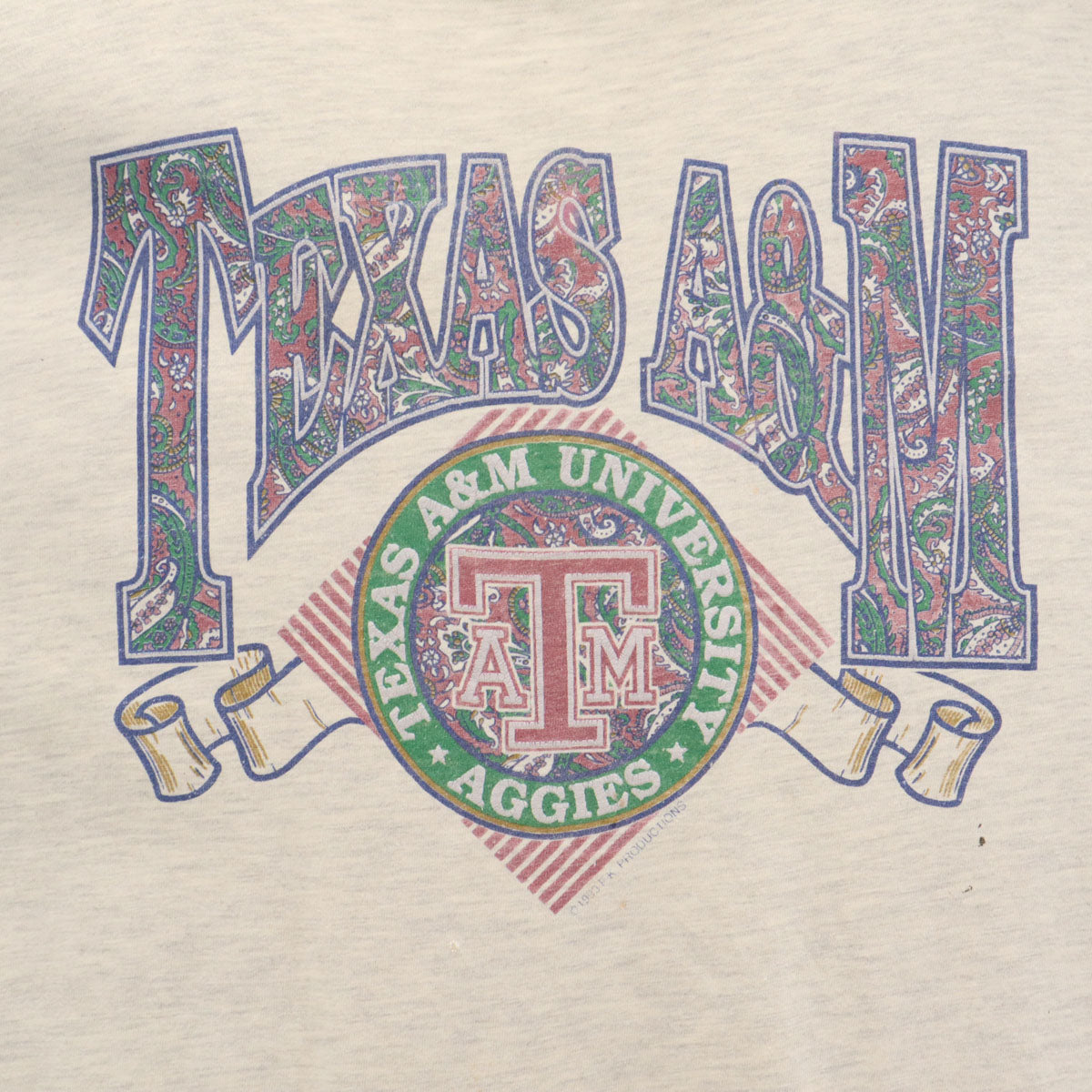 90s オールド TEXAS A&M 半袖 Tシャツ グレー シングルステッチ メンズ