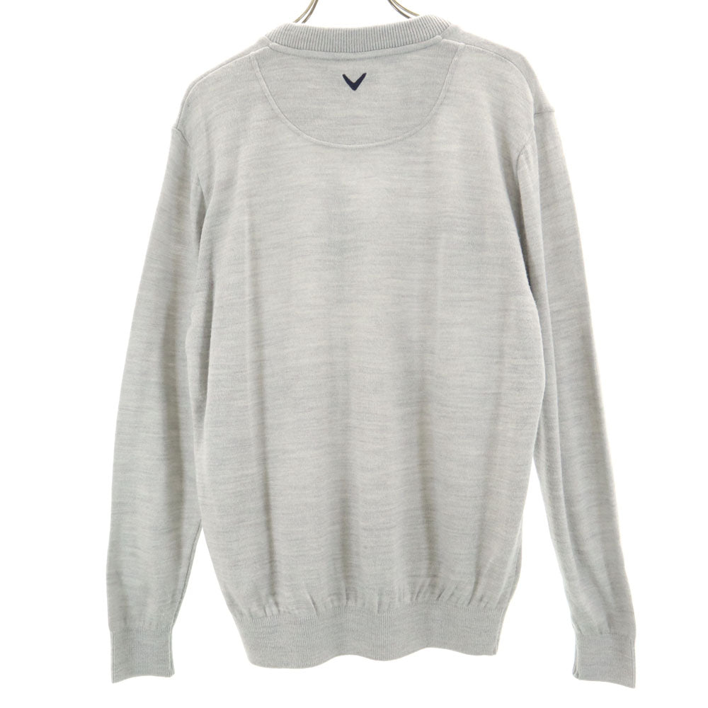 Callaway キャロウェイ アーガイル柄 ゴルフ 長袖 Vネック セーター M グレー ニット メンズ