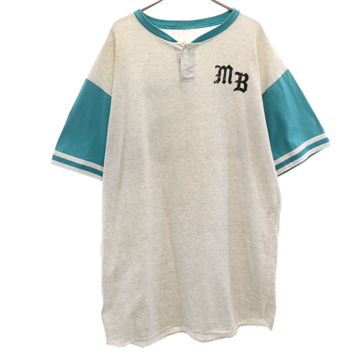 OLD オールド 90s MB 15 半袖 ヘンリーネック Tシャツ グレー メンズ