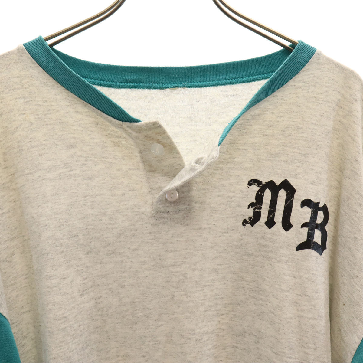 OLD オールド 90s MB 15 半袖 ヘンリーネック Tシャツ グレー メンズ