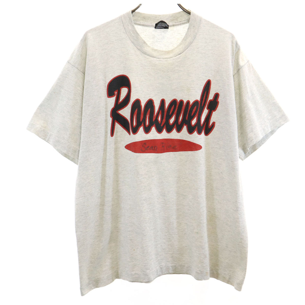 FRUIT OF THE LOOM BEST フルーツオブザルーム ベスト 90s USA製 オールド Roosevelt 半袖 Tシャツ L グレー シングルステッチ メンズ